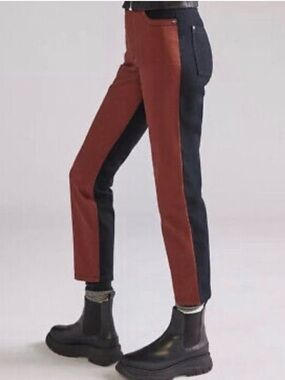 Maeve for Anthropologie Colorblocked Straight Jeans Dark
Orange / Black 28